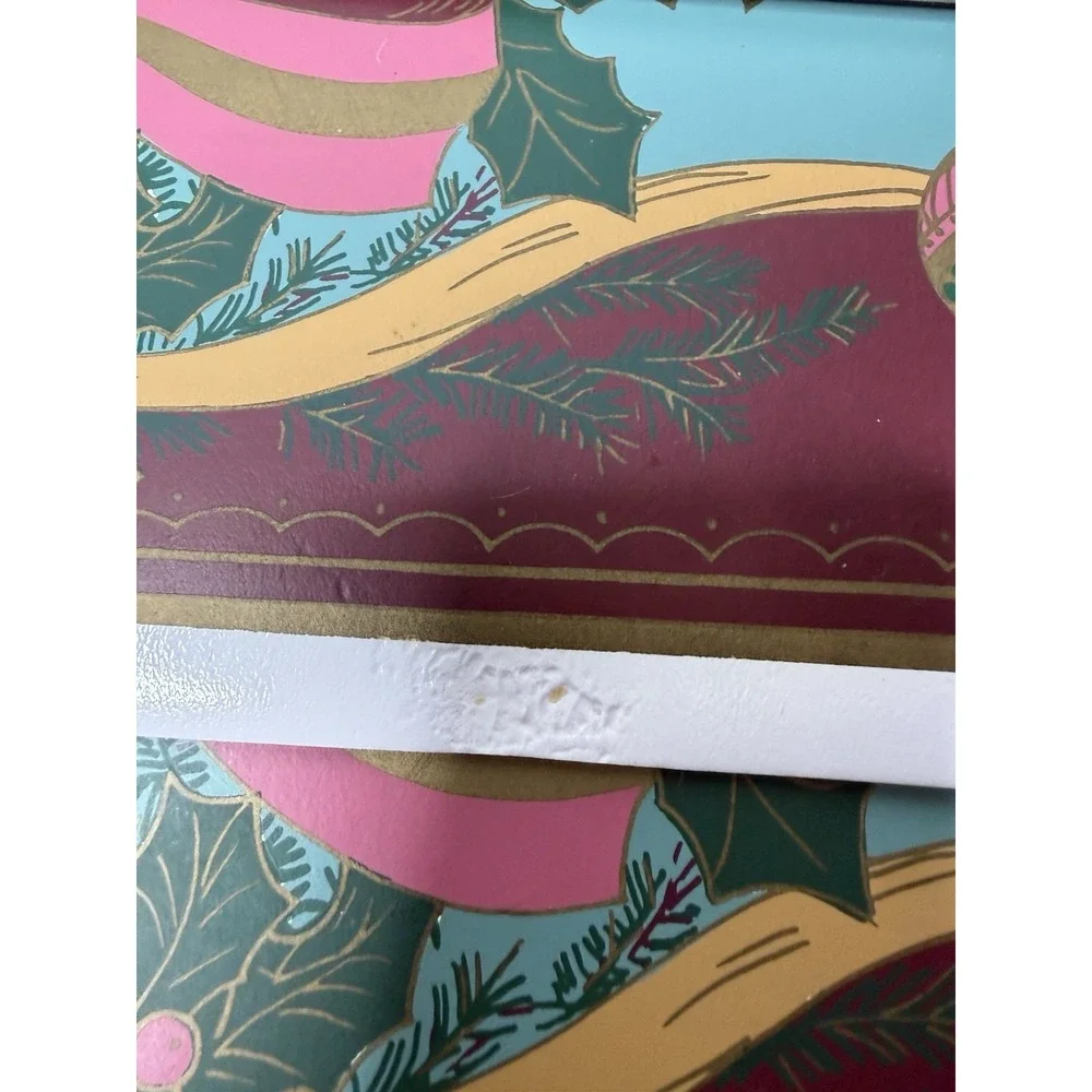 Vintage Town & Country Vinyl Lot Of 12 Placemats Christmas Ornaments‎ Pink 12x18